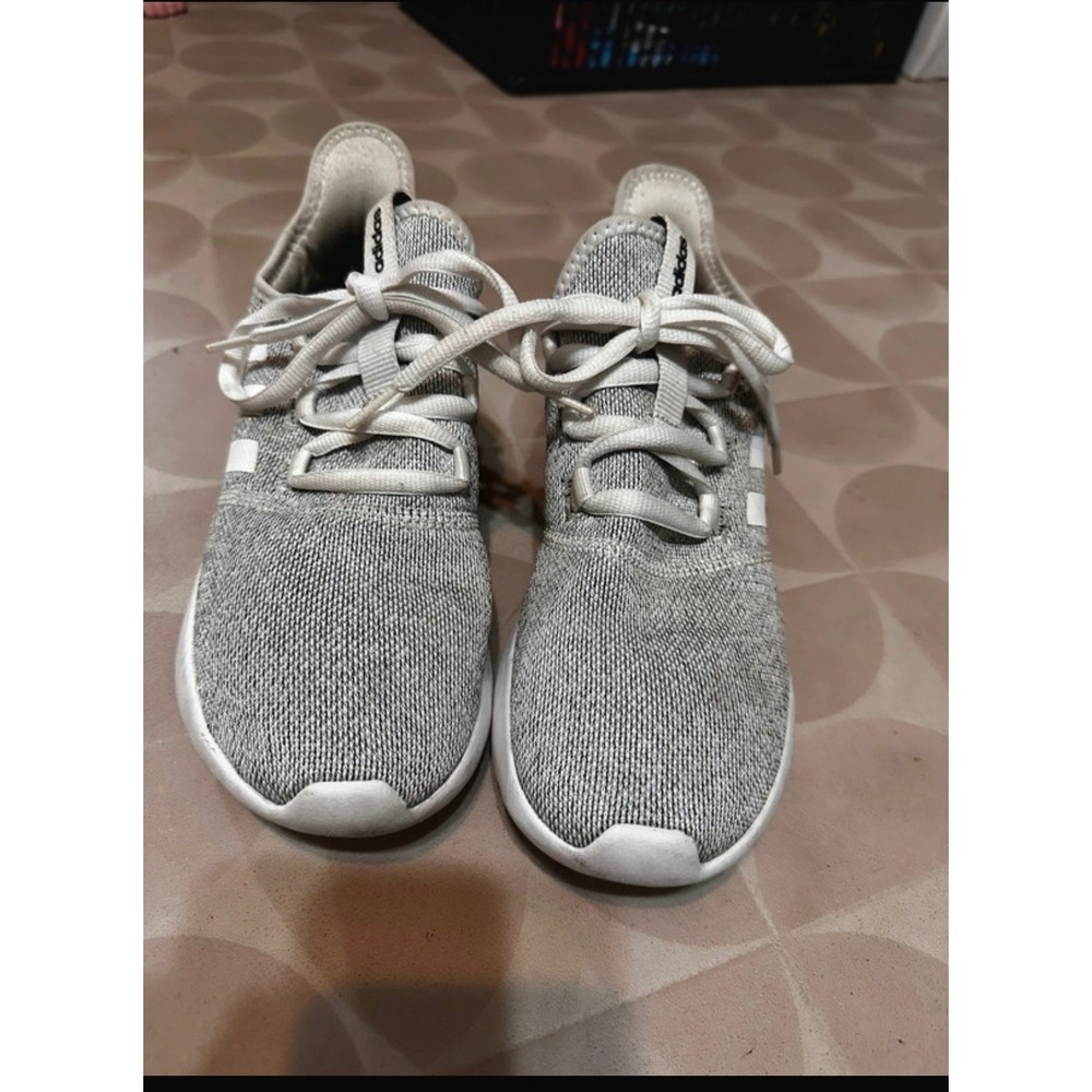 Adidas Cloudfoam Pure 2.0 Grey White Primegreen Running Shoes Womens 8.5